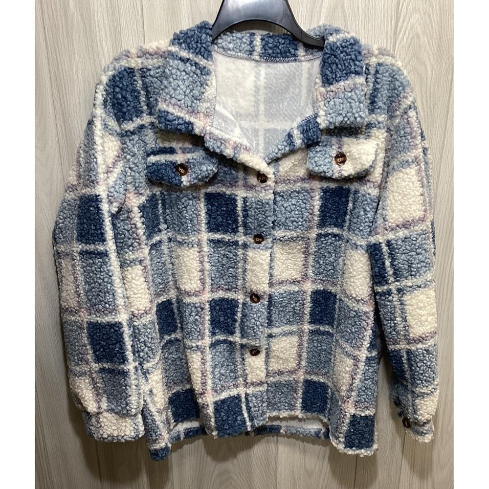 UNBRANDED Women's (Size‎ 25" x 29") Long Sleeve Button Down Collar Sherpa Jacket
